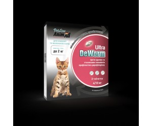 AnimAll DeWorm Ultra  Антигельмінтний препарат для котів  AnimAll DeWorm Ultra (ДеВорм Ультра) зі смаком м’яса, 2 таблетки до 2 кг