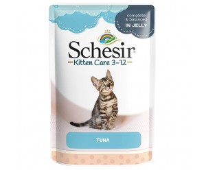 Schesir cat, вологий корм для кошенят з Тунцем 100гр. (пауч)