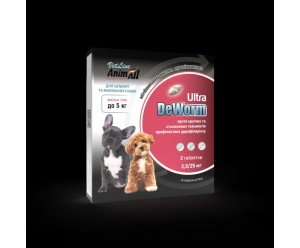 AnimAll DeWorm Ultra  Антигельмінтний препарат для собак AnimAll DeWorm Ultra (ДеВорм Ультра) зі смаком м’яса, 2 таблетки до 5 кг