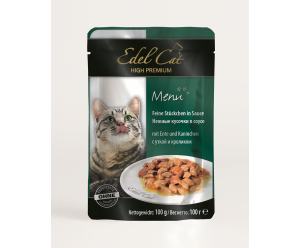 Edel Cat, вологий корм для котів з качкою и кроликом в соусі 100 гр