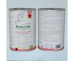 Baskerville Sensitive, вологий корм для котів з ягням,  журавлиною та котячою травою