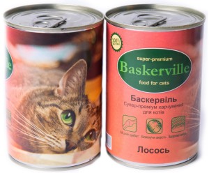 Baskerville Super Premium, вологий корм для котів з лососем