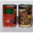 Baskerville Super Premiumд, вологий корм для котів з м`ясом курки та сердечками