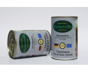 Baskerville Super Premium, вологий корм для собак з телятиною та гусаком