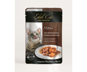 Edel Cat, вологий корм для котів з  Гусем та Печінкою в желе 100 гр