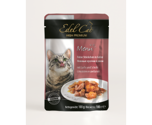Edel Cat, вологий корм для котів з  лососем та камбалою в желе 100 гр