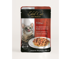 Edel Cat, вологий корм для котів з  Печінкою та  Кроликом в соусі 100 гр