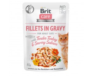 Brit Care Cat вологий корм для котів філе в соусі ніжна Індичка і пікантний Лосось