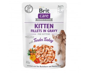Brit Care Cat вологий корм для котів філе в соусі ніжна Індичка для кошенят