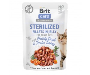 Brit Care Cat вологий корм для кастрованих котів Качка та Індичка в желе