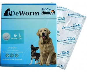 AnimAll DeWorm VetLine Антигельмінтик для собак та цуценят 6 таб