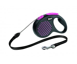 Flexi Design M Cord 5м.рожевий рулетка-повідець для собак до 20кг Трос