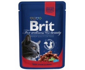 Brit Premium Cat вологий корм Тушкована Яловичина і горошок 100гр