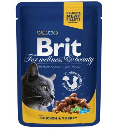 Brit Premium Cat вологий корм Курка та Індичка 100гр