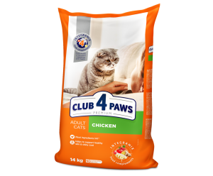 CLUB 4 PAWS Клуб 4 Лапи, сухий повнораціонний корм для дорослих котів з Куркою