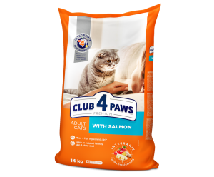 CLUB 4 PAWS Клуб 4 Лапи, сухий повнораціонний корм для дорослих котів з Лососем
