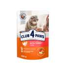 CLUB 4 PAWS Клуб 4 Лапи, вологий корм для дорослих котів з Індичкою в желе 100гр.