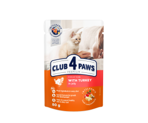 CLUB 4 PAWS Клуб 4 Лапи, вологий корм для кошенят з Індичкою 80гр.