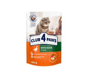 CLUB 4 PAWS Клуб 4 Лапи, вологий корм для дорослих котів з Качкою в соусі 100гр.