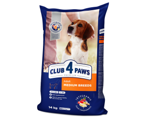 CLUB 4 PAWS Premium Клуб 4 Лапи, сухий повнораціонний корм для собак середніх порід