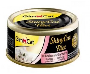GimCat Shiny Cat Filet Вологий корм шматочки Курячого філе з Креветками в бульйоні 70 гр