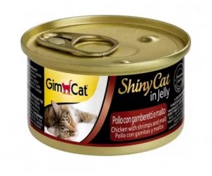 GimCat Shiny Cat in jelly Вологий корм для кішок з Куркою та Креветками і солодом в желе 70 гр