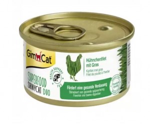 GimCat Shiny Cat Superfood Duo Вологий корм для кішок з Куркою та Травою в бульйоні 70 гр