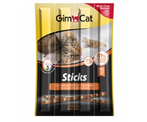 GimCat Sticks ласощі для котів, палички з Лососем та Гребінцями (4шт)
