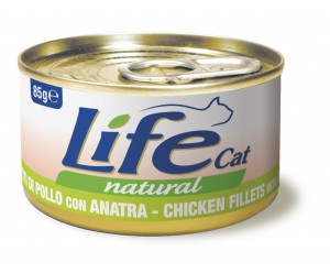 Life cat вологий корм для котів, з Куркою та Качкою, банка 85 грам