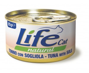Life cat вологий корм для котів, з Тунцем та Камбалою, банка 85 грам