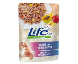 Life cat вологий корм для котів, з Тунцем та Фруктовим міксом, пауч 70 грам