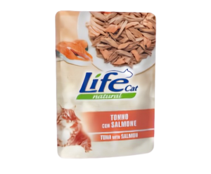 Life cat вологий корм для котів, з Тунцем та Лососем, пауч 70 грам