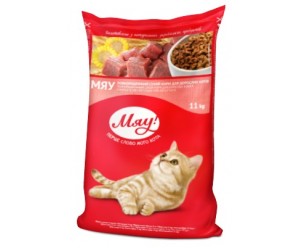 МЯУ повнораціонний корм для дорослих котів з Мясом, рисом та овочами