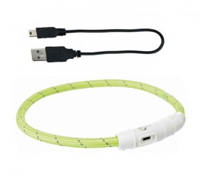 Trixie TX-12700 Flash Light Нашийник USB 35см.Ø7мм. зелений з відбивною смугою
