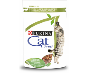 Purina Cat Chow Sterilised, вологий корм для котів з Ягням та зеленою квасолею 85гр.