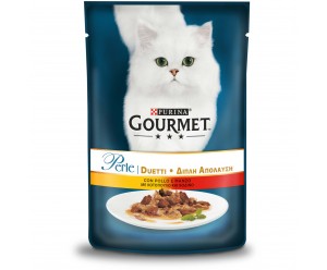 Gourmet Perle Duo Вологий корм для котів з Куркою та Яловичиною 85гр.