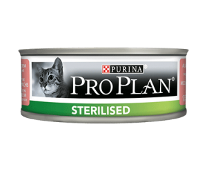 Purina Pro Plan Sterilised Вологий корм корм для стерилізованих кішок, та кастрованих котів з  З ТУНЦЕМ ТА ЛОСОСЕМ. Шматочки в паштеті. 85гр (банка)