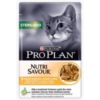 Purina Pro Plan  Sterilised Nutrisavour Консервований повнораціонний корм для дорослих кастрованих котів/стерилізованих кішок. З куркою. Шматочки у підливці 85гр