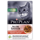 Purina Pro Plan  Sterilised Nutrisavour  Консервований порційний повнораціонний корм для дорослих кастрованих котів/стерилізованих кішок. З яловичиною. Шматочки у підливці. 85гр