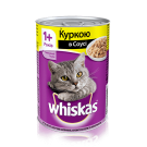 Whiskas вологий корм для котів 1+ з Куркою в соусі 400гр (банка)