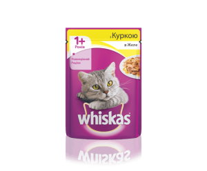Whiskas вологий корм для котів 1+ з Куркою в желе 100гр