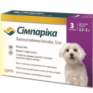 Simparica жувальні таблетки від бліх для собак вагою від 2,5 до 5кг.